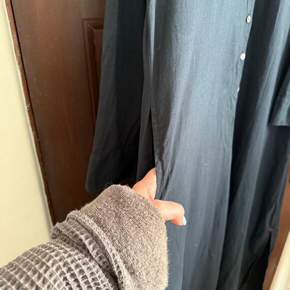 Natural Life | Drew 100% Cotton Button Down Duster Maxi Shirt Dress Black Medium - Picture 5 of 10